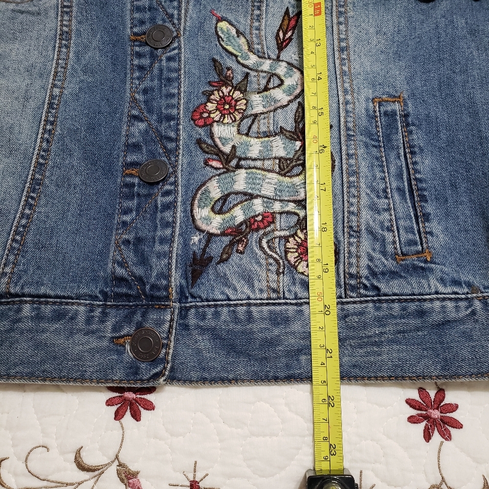 Mudd Denim Jacket with Red and White Embroidery - Picture 6 of 6